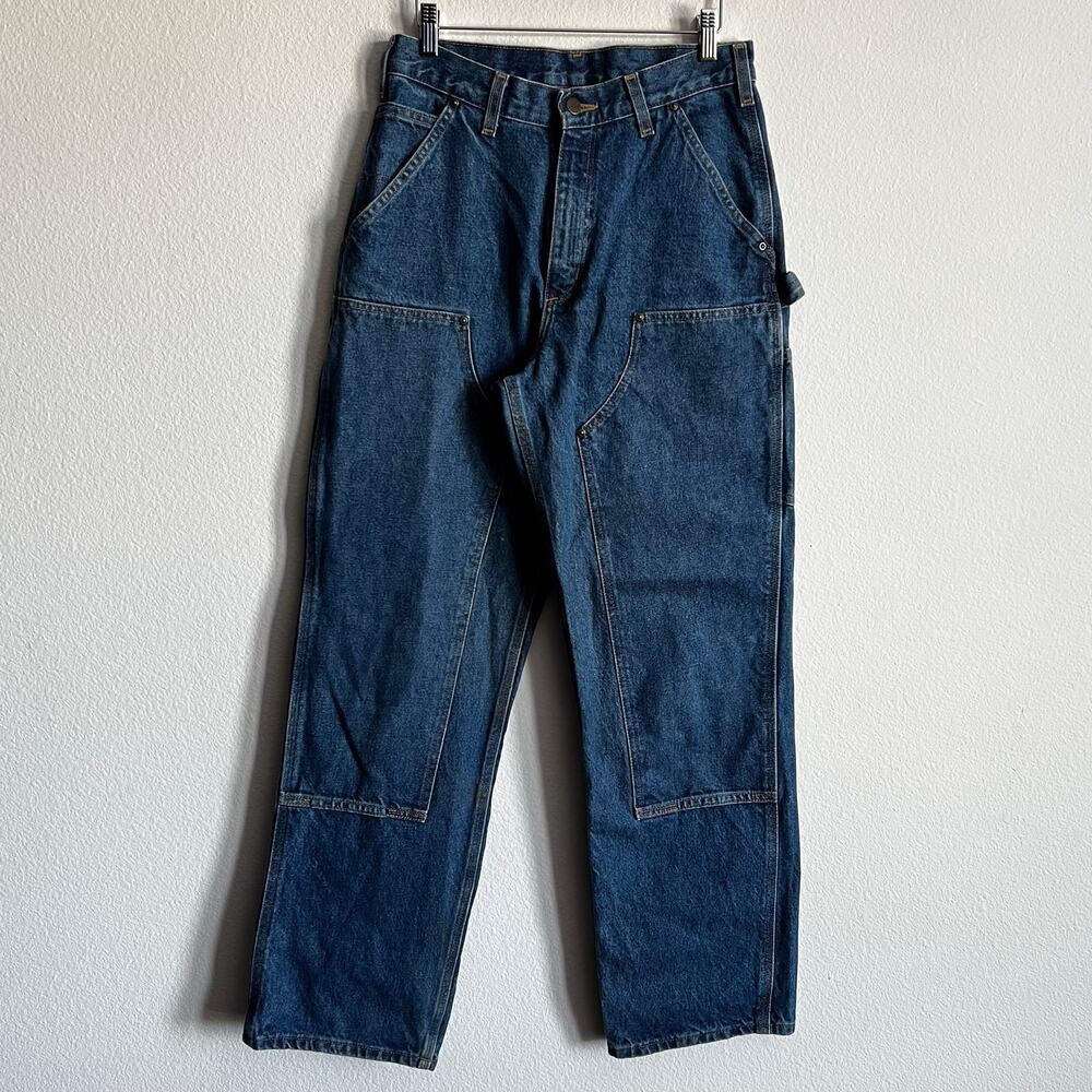 Carhartt B73 DST blue denim double knee work wear carpenter pants